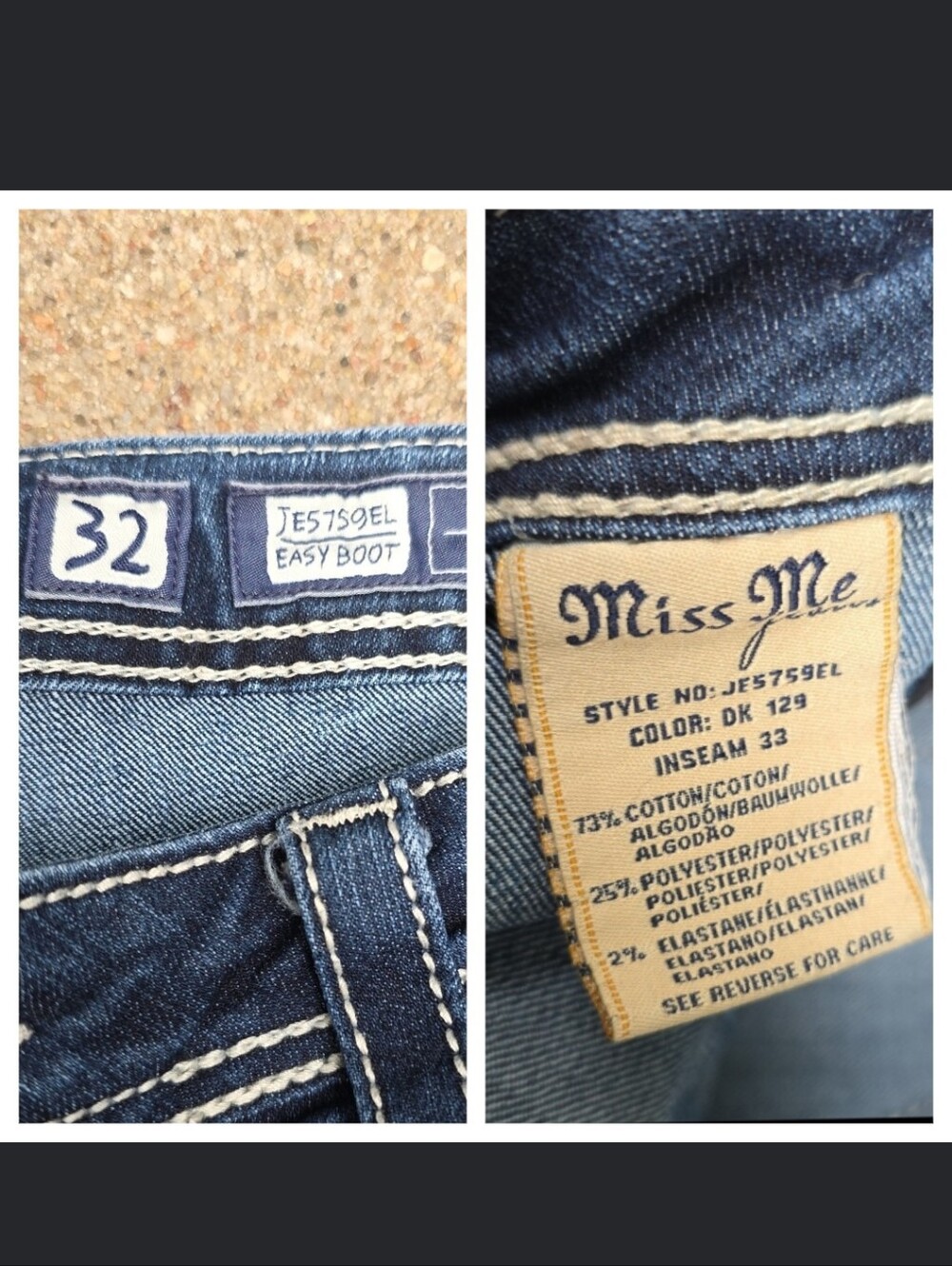 Miss Me JE5759EL Embellished Bling Rhinestone Easy Bootcut Jeans Size 32 - Picture 10 of 16